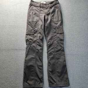 Hollister Mid-Rise Relaxed Boot Cargo Pants Gray W26 Regular Y2K Utility Utility